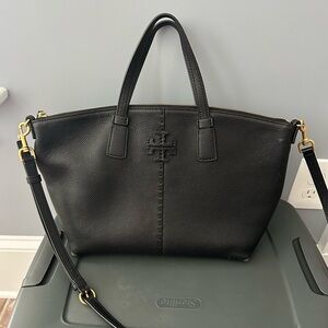 Tory Burch Black Pebbled Leather Tote